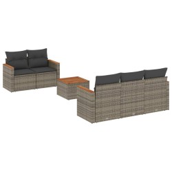 vidaXL Set de muebles de jardín 6 pzas y cojines ratán sintético gris