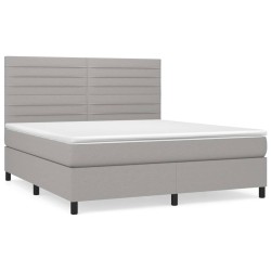 vidaXL Cama box spring con colchón tela gris claro 160x200 cm