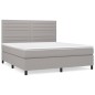 vidaXL Cama box spring con colchón tela gris claro 160x200 cm