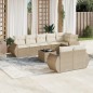 vidaXL Set de sofás de jardín 9 pzas con cojines ratán sintético beige vidaXL Set de sofás de jardín 9 pzas con cojines ratán sintético beige