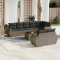 vidaXL Set de muebles de jardín 9 pzas y cojines ratán sintético gris vidaXL Set de muebles de jardín 9 pzas y cojines ratán sintético gris