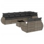 vidaXL Set de muebles de jardín 9 pzas y cojines ratán sintético gris vidaXL Set de muebles de jardín 9 pzas y cojines ratán sintético gris