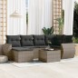 vidaXL Set de sofás de jardín 7 piezas con cojines ratán PE gris vidaXL Set de sofás de jardín 7 piezas con cojines ratán PE gris