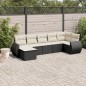 vidaXL Set de comedor de jardín 7 pzas y cojines ratán sintético negro vidaXL Set de comedor de jardín 7 pzas y cojines ratán sintético negro