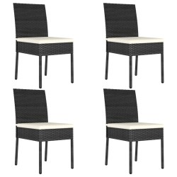 vidaXL Sillas de comedor de jardín 4 unidades ratán sintético negro