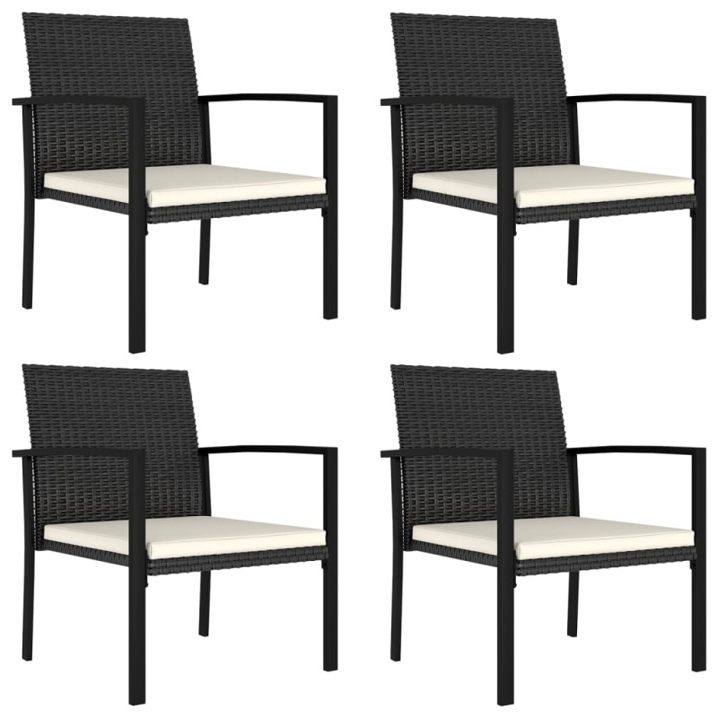 vidaXL Sillas de comedor de jardín 4 unidades ratán sintético negro