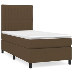 vidaXL Cama box spring con colchón tela marrón oscuro 80x200 cm