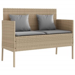 vidaXL Banco de jardín con cojines ratán sintético beige