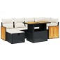 vidaXL Set de comedor de jardín 7 pzas y cojines ratán sintético negro vidaXL Set de comedor de jardín 7 pzas y cojines ratán sintético negro