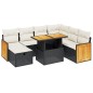 vidaXL Set de sofás de jardín 8 piezas y cojines ratán sintético negro