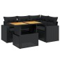 vidaXL Set de muebles de jardín 5 pzas y cojines ratán sintético negro