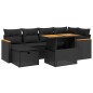 vidaXL Set de comedor de jardín 7 pzas y cojines ratán sintético negro