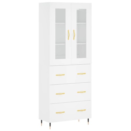 vidaXL Aparador alto madera contrachapada blanco 69,5x34x180 cm