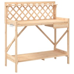 vidaXL Banco para macetas con enrejado de madera maciza de abeto