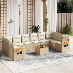 vidaXL Set de sofás de jardín 11pzas con cojines ratán sintético beige