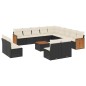 vidaXL Set sofás de jardín 14 pzas con cojines ratán sintético negro vidaXL Set sofás de jardín 14 pzas con cojines ratán sintético negro