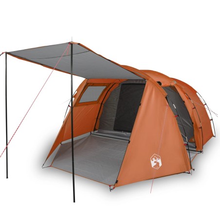 vidaXL Tienda de campaña 4 personas tafetán 185T gris y naranja