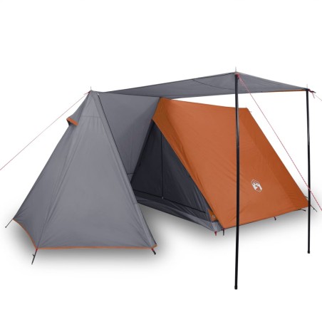 vidaXL Tienda de campaña 3 personas tafetán 185T gris y naranja