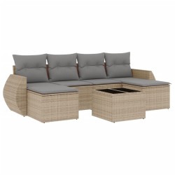 vidaXL Set sofás de jardín 7 piezas y cojines ratán sintético beige