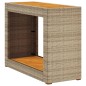 vidaXL Mesa auxiliar jardín tapa madera ratán PE beige 100x40x75 cm vidaXL Mesa auxiliar jardín tapa madera ratán PE beige 100x40x75 cm