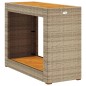 vidaXL Mesa auxiliar jardín tapa madera ratán PE beige 100x40x75 cm vidaXL Mesa auxiliar jardín tapa madera ratán PE beige 100x40x75 cm