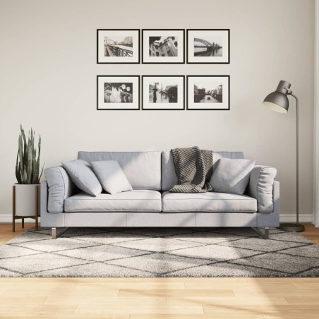 vidaXL Alfombra de pelo largo moderna beige y antracita 140x200 cm