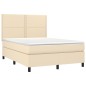 vidaXL Cama box spring con colchón tela color crema 140x200 cm