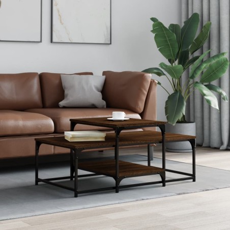 vidaXL Mesa de centro madera de ingeniería roble marrón 102x60x45 cm