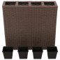 vidaXL Jardinera alta con 4 macetas ratán sintético marrón vidaXL Jardinera alta con 4 macetas ratán sintético marrón