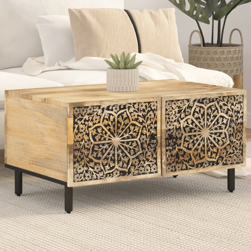 vidaXL Mesa de centro de madera maciza de pino 80x50x40 cm vidaXL Mesa de centro de madera maciza de pino 80x50x40 cm