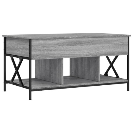 vidaXL Mesa de centro madera ingeniería metal gris Sonoma 100x55x50 cm