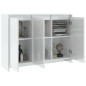 vidaXL Aparador de madera contrachapada blanco brillante 102x33x75 cm vidaXL Aparador de madera contrachapada blanco brillante 102x33x75 cm
