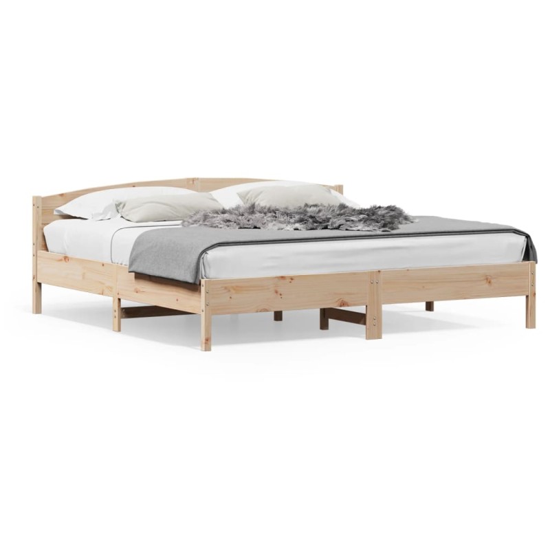 vidaXL Estructura de cama con cabecero madera maciza pino 180x200 cm vidaXL Estructura de cama con cabecero madera maciza pino 180x200 cm
