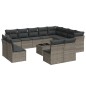 vidaXL Set sofás de jardín con cojines 13 piezas ratán sintético gris vidaXL Set sofás de jardín con cojines 13 piezas ratán sintético gris