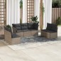 vidaXL Set de sofás de jardín 7 piezas con cojines ratán PE gris vidaXL Set de sofás de jardín 7 piezas con cojines ratán PE gris
