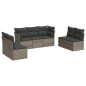 vidaXL Set de sofás de jardín 7 piezas con cojines ratán PE gris vidaXL Set de sofás de jardín 7 piezas con cojines ratán PE gris