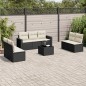 vidaXL Set de sofás de jardín 8 piezas y cojines ratán sintético negro vidaXL Set de sofás de jardín 8 piezas y cojines ratán sintético negro
