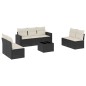 vidaXL Set de sofás de jardín 8 piezas y cojines ratán sintético negro vidaXL Set de sofás de jardín 8 piezas y cojines ratán sintético negro