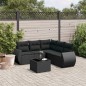 vidaXL Set de sofás de jardín 6 piezas y cojines ratán sintético negro