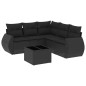 vidaXL Set de sofás de jardín 6 piezas y cojines ratán sintético negro