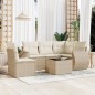 vidaXL Juego de sofás jardín con cojines 6 pzas ratán sintético beige vidaXL Juego de sofás jardín con cojines 6 pzas ratán sintético beige