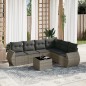 vidaXL Set de sofás de jardín 7 piezas con cojines ratán PE gris vidaXL Set de sofás de jardín 7 piezas con cojines ratán PE gris