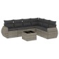 vidaXL Set de sofás de jardín 7 piezas con cojines ratán PE gris vidaXL Set de sofás de jardín 7 piezas con cojines ratán PE gris