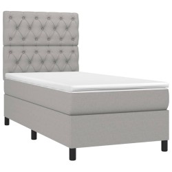 vidaXL Cama box spring con colchón tela gris claro 80x200 cm