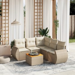 vidaXL Juego de sofás jardín con cojines 6 pzas ratán sintético beige
