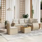 vidaXL Juego de sofás jardín con cojines 6 pzas ratán sintético beige vidaXL Juego de sofás jardín con cojines 6 pzas ratán sintético beige