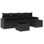 vidaXL Set de sofás de jardín 6 piezas y cojines ratán sintético negro vidaXL Set de sofás de jardín 6 piezas y cojines ratán sintético negro