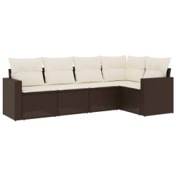 vidaXL Set comedor de jardín 5 piezas y cojines ratán sintético marrón