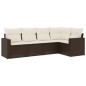 vidaXL Set comedor de jardín 5 piezas y cojines ratán sintético marrón vidaXL Set comedor de jardín 5 piezas y cojines ratán sintético marrón