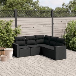 vidaXL Set de muebles de jardín 5 pzas y cojines ratán sintético negro